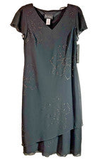 S.L. Vestido negro FASHIONS Sparkle Envhem para mujer talla 6 floral NUEVO envío gratuito