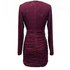 Vestido mujer Club Ready cuello en V estilo plisado con detalles brillantes
