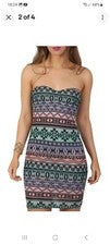 Mini vestido elástico estampado azteca talla 8 para mujer de moda