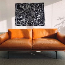 1 juego de tapices de pared reutilizables de poliéster blanco y negro para decoración del hogar