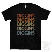 CAMISETA DIGGINS ESTILO RETRO REPETIDO Hombre y Mujer Novedad Genial Nombre Regalo