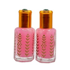 Juego de 2 botellas de vidrio con estampado dorado de aceite de almizcle rosa árabe