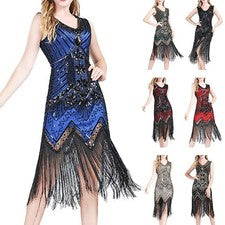 Vestido de fiesta vintage de mujer estilo lentejuelas albaricoque dorado años 20