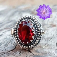 Anillo de plata de ley 925 con piedras preciosas granate rojo hecho a mano anillo de joyería para regalo