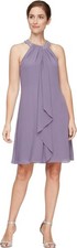 S.L. Moda Mujer Joya Halter Escote Cóctel, Orquídea Helada, 8