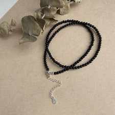 Moda 4mm Natural Negro Obsidiana Cuentas Collar Mujeres Hombres Joyería 16-50"