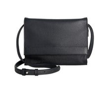 GIANI BERNINI Mini Bandolera Mujer Cuero Suave Acordeón Solapa - Negro