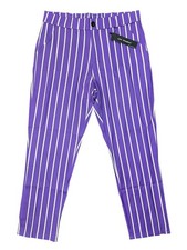 Nuevo Pantalón LARS AMADEUS Talla 32 Informal BOLSILLOS Elástico Rayas Púrpura/Blanco Negrito