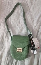 Bolso Bandolera ISADORA NUEVO CON ETIQUETAS Cuero Genuino Repujado Hecho en Italia Verde Diseñador