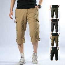 Pantalones cortos masculinos de moda Pantalones capri de combate cargo elásticos Pantalones de trabajo Pantalones de tra