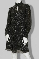 Vestido recto Tommy Hilfiger para mujer negro con punto de aluminio de gasa ajustado talla:: 6