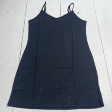 Moda Negro Correa Ajustable Mini Vestido Cami Para Mujer Talla XL
