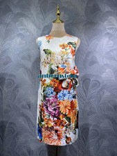 mujer vestido 2026 moda cuello redondo estampado flores chaleco vestido