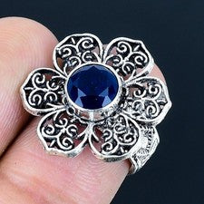 Anillo de joyería de plata esterlina 925 hecho a mano con piedras preciosas...