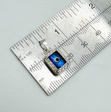 Collar colgante rectangular con dije de mal de ojo de plata de ley 925 18" 20" 22" 24"