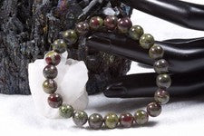 Pulsera de piedras preciosas de piedra de sangre de dragón | Pulsera de bola de 8 mm
