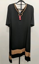 Vestido midi Avenue Plus para mujer negro/bronceado imitación gamuza asimétrico elástico 22/24