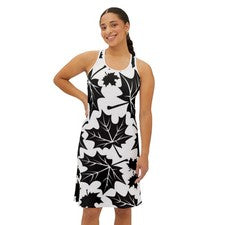 Vestido Otoño Hoja Espalda Corredora, Vestido Hojas Otoño Sin Mangas, Para Mujer Otoño Moda,