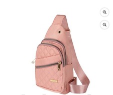 Mochila Bandolera Mujer Jingpin Rosa Acolchada Nylon Bandolera Nueva con Etiquetas