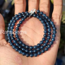 Collar de zafiro azul, cuentas lisas redondas de 6 mm, joyería de piedras preciosas azules naturales