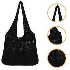 Bolso de hombro de poliéster para mujer de diseño hueco tejido para fecha