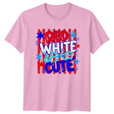 Camiseta roja blanca y linda para mujer coqueta 4 de julio Día de la Independencia regalo para ella