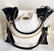 BOLSO DE MANO CHRISTINE PRICE MUJER DISEÑADOR CUERO "ESMOQUIN" CON DETALLES DORADOS NUEVO CON ETIQUETAS