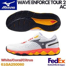 Zapatillas Tenis Mizuno WAVE FORCE TOUR 2 AC Blanco/Coral/Cítricos 61GA250060 UNISEX