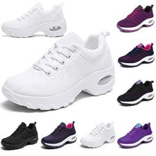 Mujer Entrenadores Zapatos para Correr Damas Con Cordones Planos Cómodos Fitness Gimnasio Deportes Talla
