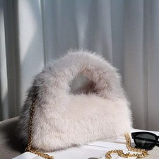 Bolso De Mujer Efecto Piel De Invierno Con Cadena De Moda Melocotón CF67760