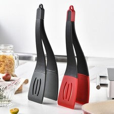 Alicates de cocina de silicona 3 en 1 diseño espátula pala clip 34 x 7,5 cm negro