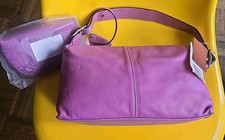 Bolso Hobo Liz Claiborne de Cuero para Mujer Rosa Tulipán Doble Asa Bolso de Mano a Presión Nuevo con Etiquetas