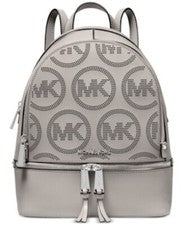 Mochila pequeña Michael Michael Kors X3706 de cuero gris con cremallera de ñandú para mujer