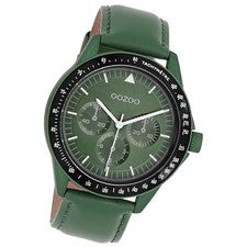 Oozoo reloj de pulsera para hombres Timepieces analógico cuero verde UOC11111