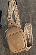 Cartera Bandolera Telena Para Mujer Bronceada Con Correa Estampada Estilo Azteca Tostada Gruesa