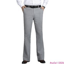 Pantalones de vestir acampanados estilo vintage para hombre a rayas ajustados negocios