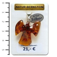 Colgante ámbar ángel moderno plata 925 ámbar natural coñac 90778