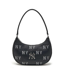 MLB Corea NY New York Yankees Classic Monogram Embossed Hobo Bag - Negro