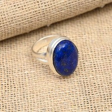 Anillo de plata de ley 925 hecho a mano con piedras preciosas de lapislázuli joyería