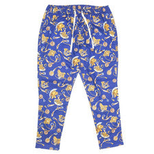 Pantalones de chándal XL para hombre azul dorado barroco estampado de cadena cintura elástica con cordón