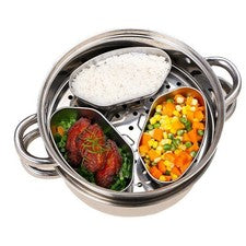 Edelstahl geteilt Dampfgarer Set f??r Zuhause K??che mit 3 Tabletts
