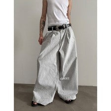 Pantalones de vestir retro estilo americano para hombre informales sueltos de algodón y lino pierna ancha de gran tamaño