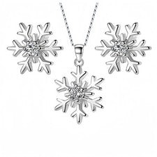 Pendientes colgantes de plata esterlina 925 copo de nieve para mujer joyas Navidad