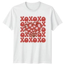 Xoxo Corazón Día de San Valentín Amor y Romance Hombre Camiseta Mujer Camiseta Estilo Retro