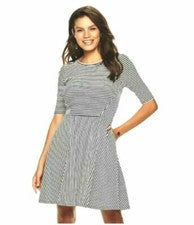 Nuevo Vestido Apt 9 Para Mujer Elástico Blanco y Negro Rayas Tallas 2 Bolsillos S XS