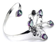Brazalete brazalete de plata esterlina 925 con topacio místico joyas tamaño -ADJ