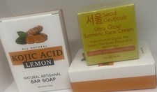 Crema facial para el cuidado facial de cúrcuma cuidado de la piel antienvejecimiento con 2 piezas jabón ácido tumérico