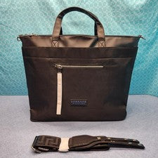 Nuevo Bolso de Hombro Versace Perfumes Perfumes Fragancia Negro Plata Lona