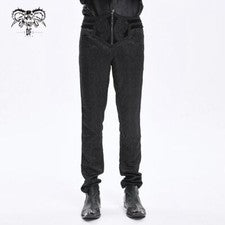 Diablo Moda Hombres Negro Gótico Retro Jacquard Fiesta Pantalones Elegantes Pantalones Ajustados