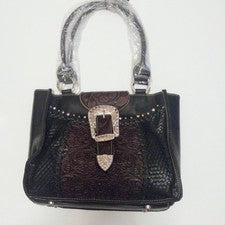 Nuevo con etiquetas Trinity Ranch Tool Western Cuero Mujer Bolso de Mano Cinturón Hebilla Cierre EE. UU.